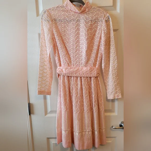 jerry marsch | Dresses | Jerry Marsch Mardi Gras Vintage Pink Cream  Embroidered Dress | Poshmark